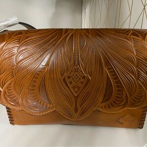 New Patricia Nash Bag Santillana
Flap Burnished Tooled Crossbody Bag 
Brown